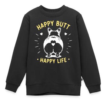 Fesses heureuses – vie heureuse - Sweat Premium enfant bio - noir - Devant - AI Model Kid Female (0cm)