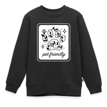 Haustierfreundliche Blumenpfote - Kinder Premium Organic Sweatshirt - Schwarz - Vorne - AI Model Kid Female (0cm)