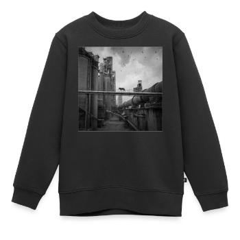 Wolf Lost Place Schwarzweiß Kunst Animal Crime  - Kinder Premium Organic Sweatshirt - Schwarz - Vorne - AI Model Kid Female (0cm)