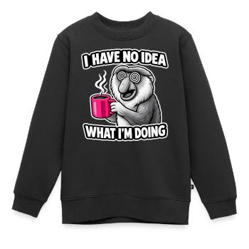 Je n’ai aucune idée de ce que je fais, Affe Spruch - Sweat Premium enfant bio - noir - Devant - AI Model Kid Female (0cm)