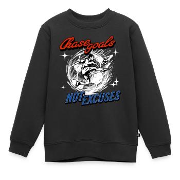 Soccer Shirt – Chase Goals Not Excuses - Kids Premium Organic Sweatshirt - black - Front - AI Model Kid Female (0cm)