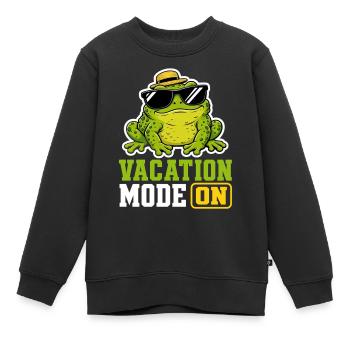 Vacation Mode On Frosch Spruch T-Shirt Lustig - Kinder Premium Organic Sweatshirt - Schwarz - Vorne - AI Model Kid Female (0cm)