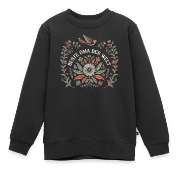 Beste Oma der Welt Blumen Spruch T-Shirt Geschenk - Kinder Premium Organic Sweatshirt - Schwarz - Vorne - AI Model Kid Female (0cm)