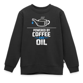 Powered By Coffee And Oil Schrauber Spruch Kaffee - Kinder Premium Organic Sweatshirt - Schwarz - Vorne - AI Model Kid Female (0cm)