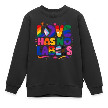 Love Has No Labels Regenbogen Pride Spruch - Kinder Premium Organic Sweatshirt - Schwarz - Vorne - AI Model Kid Female (0cm)