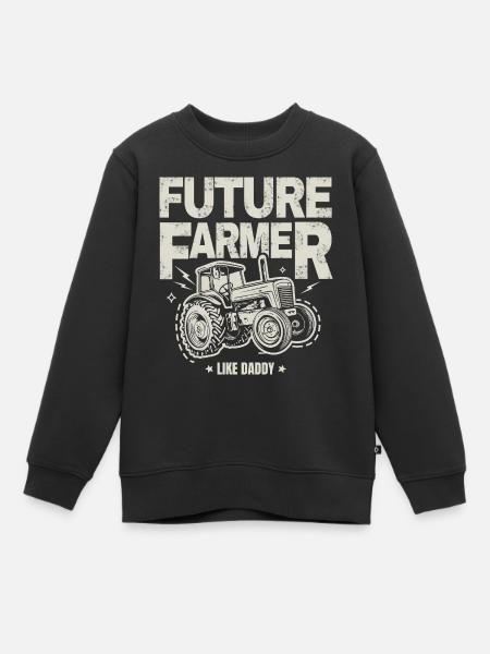 Future Farmer Bébé Tracteur Vintage Papa - Sweat Premium enfant bio - noir