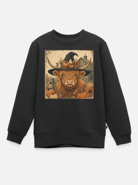 Schottisches Rind Halloween Hoodie Vintage Cow - Kinder Premium Organic Sweatshirt - Schwarz