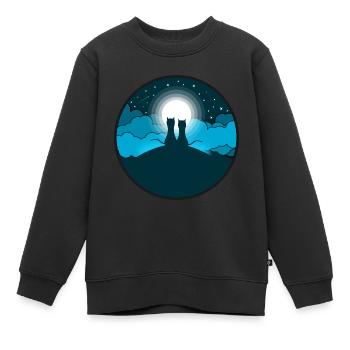 Cats Night Stars Stars Clouds Gift Heaven - Kids Premium Organic Sweatshirt - black - Front - AI Model Kid Female (0cm)