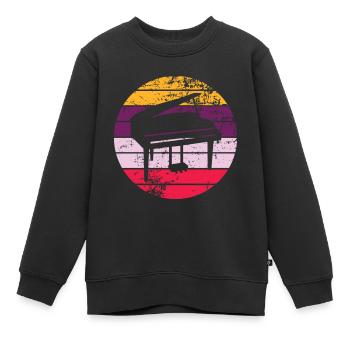 Piano - Sweat Premium enfant bio - noir - Devant - AI Model Kid Female (0cm)
