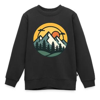 Berg Sonnenuntergang Abenteuer Kunst - Kinder Premium Organic Sweatshirt - Schwarz - Vorne - AI Model Kid Female (0cm)