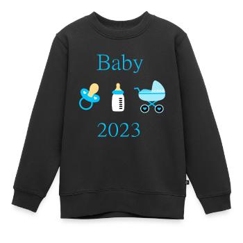 Modèle Baby 2023 Birth Boy personnalisable - Sweat Premium enfant bio - noir - Devant - AI Model Kid Female (0cm)