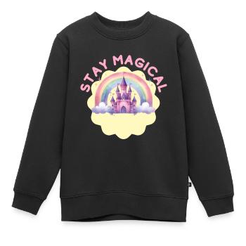 Stay Magical, Castle in the rainbow - Kids Premium Organic Sweatshirt - black - Front - AI Model Kid Female (0cm)