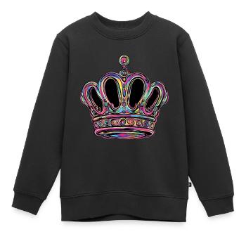 Krone Bunt - Kinder Premium Organic Sweatshirt - Schwarz - Vorne - AI Model Kid Female (0cm)
