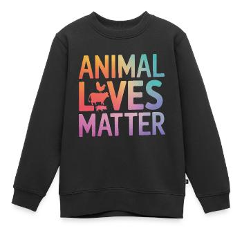 Vegetarian Vegan Veggie Vegetarian - Kids Premium Organic Sweatshirt - black - Front - AI Model Kid Female (0cm)