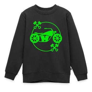 Moto - motorbike - Machine - Lifestyle - Sweat Premium enfant bio - noir - Devant - AI Model Kid Female (0cm)