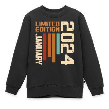 Januar 2024 - 2024 Januar Geburtstagsgeschenk - Kinder Premium Organic Sweatshirt - Schwarz - Vorne - AI Model Kid Female (0cm)