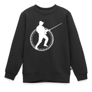 Angler Angelhaken Angelrute Sportfischer - Kinder Premium Organic Sweatshirt - Schwarz - Vorne - AI Model Kid Female (0cm)