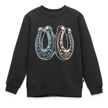 Fer à cheval - Sweat Premium enfant bio - noir - Devant - AI Model Kid Female (0cm)