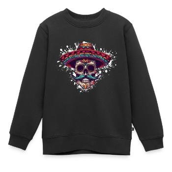 Mexikaner Skelett Sombrero - Kinder Premium Organic Sweatshirt - Schwarz - Vorne - AI Model Kid Female (0cm)