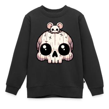 Drôle de petit crâne avec une petite souris - Sweat Premium enfant bio - noir - Devant - AI Model Kid Female (0cm)