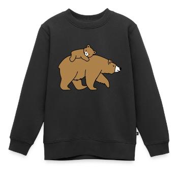 Maman ours avec son enfant - Sweat Premium enfant bio - noir - Devant - AI Model Kid Female (0cm)