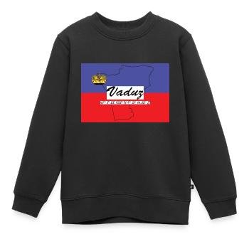 Vaduz - Hauptstadt mit GPS & Flagge - Kinder Premium Organic Sweatshirt - Schwarz - Vorne - AI Model Kid Female (0cm)