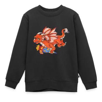 Niedlicher Drache, bereit für den ersten Schultag - Kinder Premium Organic Sweatshirt - Schwarz - Vorne - AI Model Kid Female (0cm)