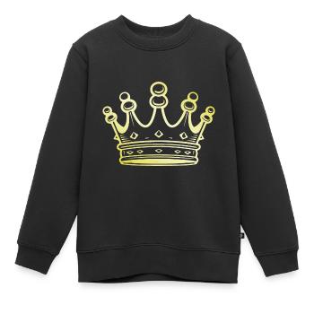 Krone Symbol Gold - Kinder Premium Organic Sweatshirt - Schwarz - Vorne - AI Model Kid Female (0cm)