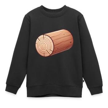 Illustration de rondin de bois rustique - Sweat Premium enfant bio - noir - Devant - AI Model Kid Female (0cm)