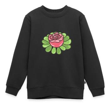 Rose Blumen ICQ Blume - Kinder Premium Organic Sweatshirt - Schwarz - Vorne - AI Model Kid Female (0cm)