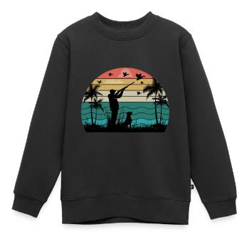 Retro Sonnenuntergang Jagd Lustige Jagd Humor - Kinder Premium Organic Sweatshirt - Schwarz - Vorne - AI Model Kid Female (0cm)