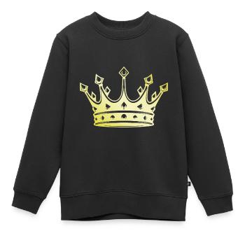 Couronne royale en or - Sweat Premium enfant bio - noir - Devant - AI Model Kid Female (0cm)