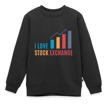 Bourse / Wall Street - I love Stock Exchange - Sweat Premium enfant bio - noir - Devant - AI Model Kid Female (0cm)