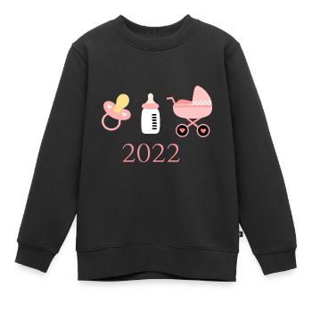 Bébé 2022 Naissance Fille Rose Famille - Sweat Premium enfant bio - noir - Devant - AI Model Kid Female (0cm)
