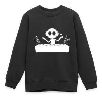 Platines DJ Funny - Sweat Premium enfant bio - noir - Devant - AI Model Kid Female (0cm)