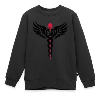 Caduceus, Yin Yang, Schlange, Flügel, Hermetik - Kinder Premium Organic Sweatshirt - Schwarz - Vorne - AI Model Kid Female (0cm)