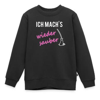 PARTNERSHIRT sauber Mama - Kinder Premium Organic Sweatshirt - Schwarz - Vorne - AI Model Kid Female (0cm)