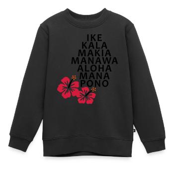 Fleurs Les principes Huna 7 / Hibiscus - Sweat Premium enfant bio - noir - Devant - AI Model Kid Female (0cm)