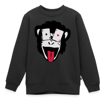 Affe Gorilla Affe Poker tete5 - Kinder Premium Organic Sweatshirt - Schwarz - Vorne - AI Model Kid Female (0cm)