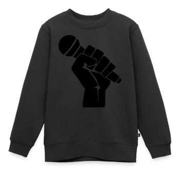 Faust mit Mikrofon - Kinder Premium Organic Sweatshirt - Schwarz - Vorne - AI Model Kid Female (0cm)