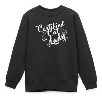 Cat Lady T Shirt - Sweat Premium enfant bio - noir - Devant - AI Model Kid Female (0cm)