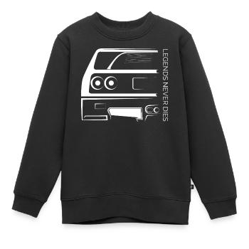 Legends Never Die – Retro Car Line Art - Kinder Premium Organic Sweatshirt - Schwarz - Vorne - AI Model Kid Female (0cm)