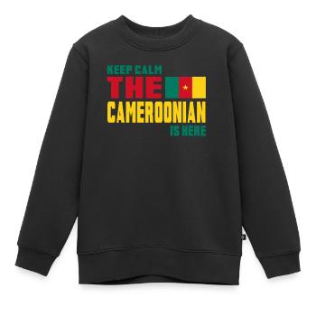 Keep Calm Kamerun / Afrika Geschenk Nationalfarben - Kinder Premium Organic Sweatshirt - Schwarz - Vorne - AI Model Kid Female (0cm)