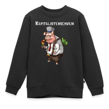 Capitaliste cochon argent capitalisme tirelire - Sweat Premium enfant bio - noir - Devant - AI Model Kid Female (0cm)