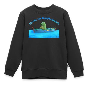 Brochet dans l’étang à carpes - Sweat Premium enfant bio - noir - Devant - AI Model Kid Female (0cm)