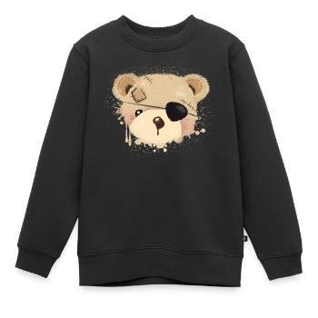 niedliches Piraten Teddy Graffiti mit Augenklappe - Kinder Premium Organic Sweatshirt - Schwarz - Vorne - AI Model Kid Female (0cm)