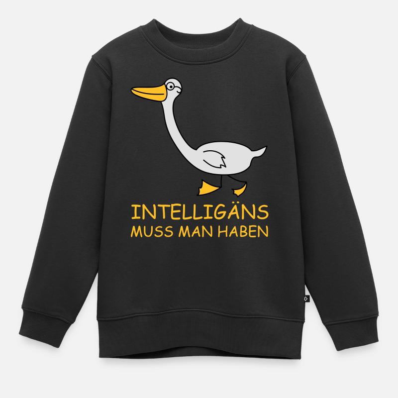 Intelligente Gans (b) - Kinder Premium Organic Sweatshirt - Schwarz