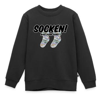 Socken! Was denn sonst? - Kinder Premium Organic Sweatshirt - Schwarz - Vorne - AI Model Kid Female (0cm)