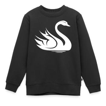 Cygne Symbole Illustration Eau Lac Nature Animaux - Sweat Premium enfant bio - noir - Devant - AI Model Kid Female (0cm)