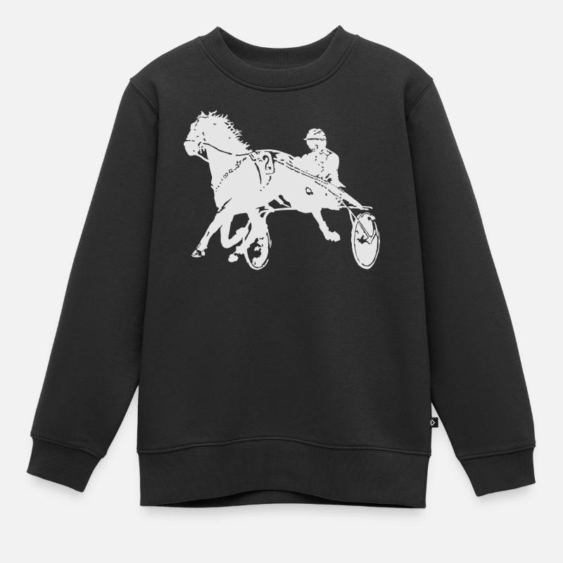 Courses de chevaux de trot - Sweat Premium enfant bio - noir